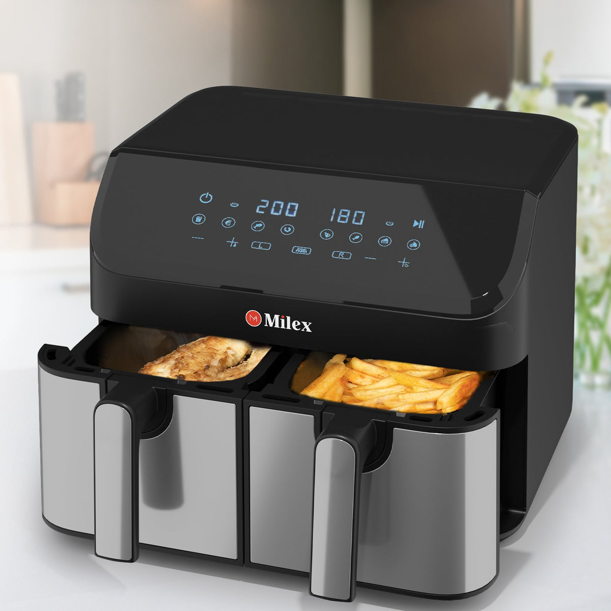 NEW Milex Silver Dual Airfryer 9L Homemark
