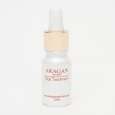 Aragan Secret nail treatment bottle on a white background