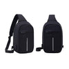 Two black sling bags on a white background
