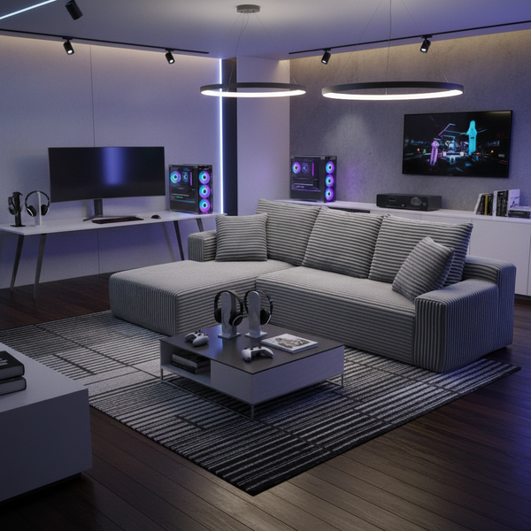 Armoire 2 Seater L-Shape Couch | Grey