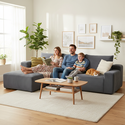 Armoire 2 Seater L-Shape Couch | Grey