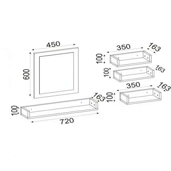 Armoire Simon Bathroom Upper with Mirror With Shelves | White