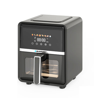 Black Blaupunkt Air Fryer with digital display on a white background