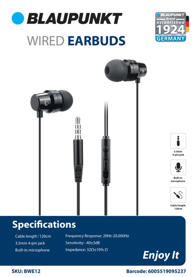 Blaupunkt Wired Earbuds - Homemark