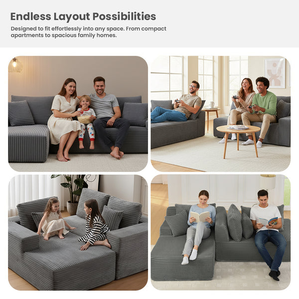 Armoire 2 Seater L-Shape Couch | Grey