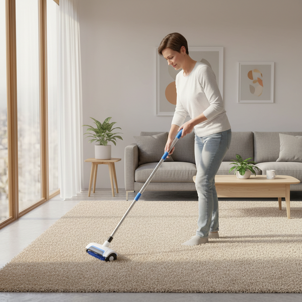 Floormax Carpet Roller Scrubber – Manual Waterless Carpet & Rug Cleaning System with Dual Brush Settings