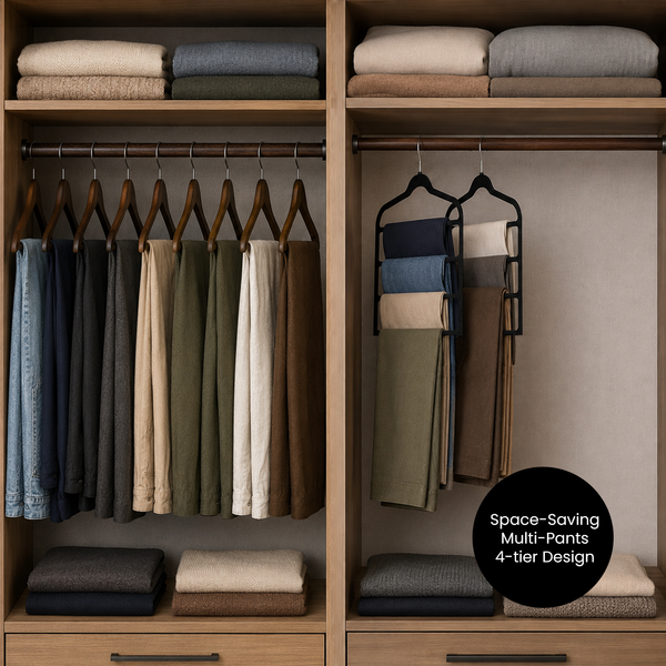 Milex Non-Slip Pants Hangers 3-Pack – Space-Saving Velvet Multi-Pants Hangers