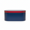 Blue container with a red lid on a white background
