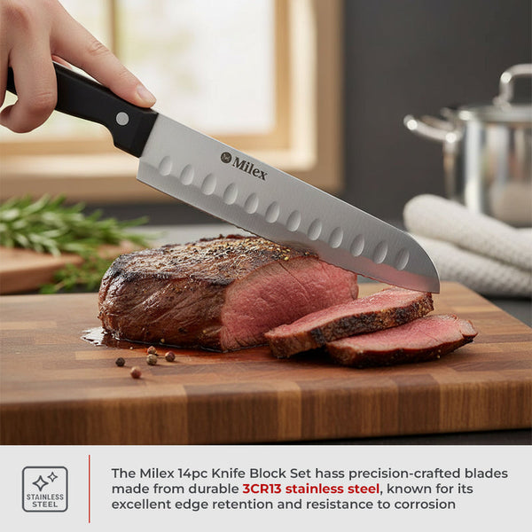 Milex 14pcs Full Tang Block Knife Set