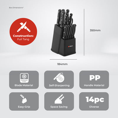 Milex 14pcs Full Tang Block Knife Set