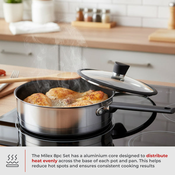 Milex 8pc Stainless Steel Cookware Set