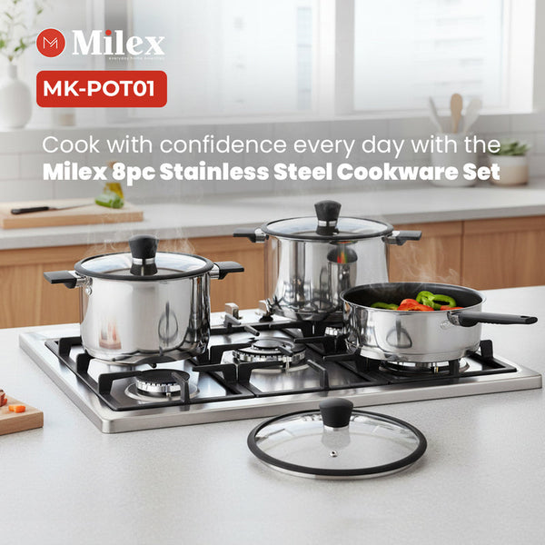 Milex 8pc Stainless Steel Cookware Set