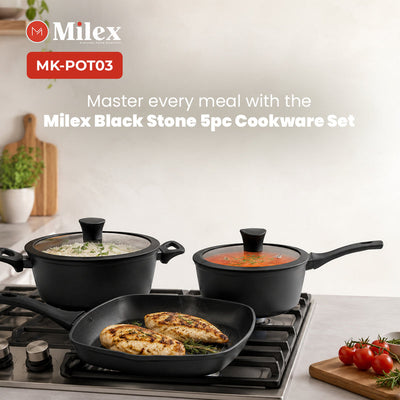 Milex Black Stone 5pc Forged Aluminium Cookware Set