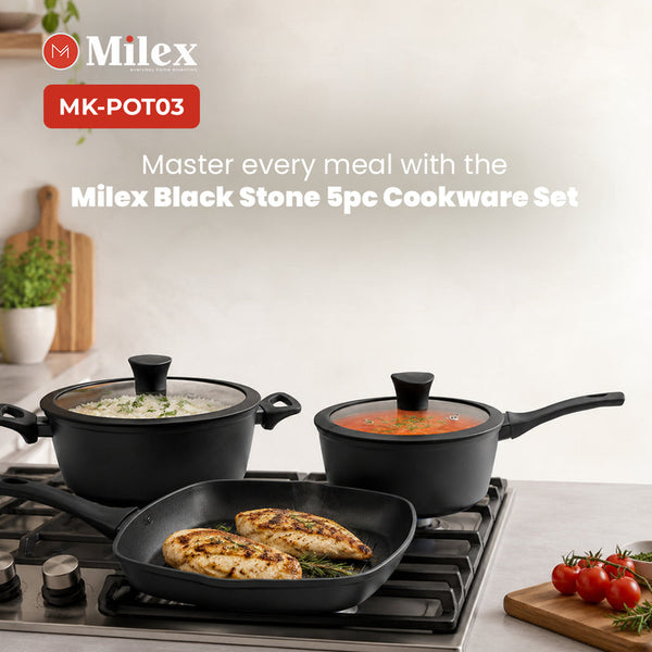Milex Black Stone 5pc Forged Aluminium Cookware Set