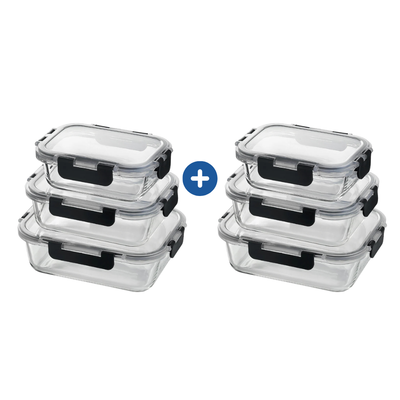 Milex 3-Piece Locking Lid Glass Container Set – Borosilicate Glass Food Storage Containers – 2 Pack