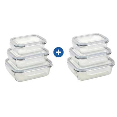 Milex 3-Piece Locking Snap Lid Glass Container Set – Glass Food Storage Containers – 2 Pack