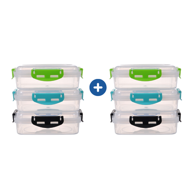 Milex 3-Piece Lunchbox Set – Microwave-Safe Food Storage | Colours May Vary – 2 Pack