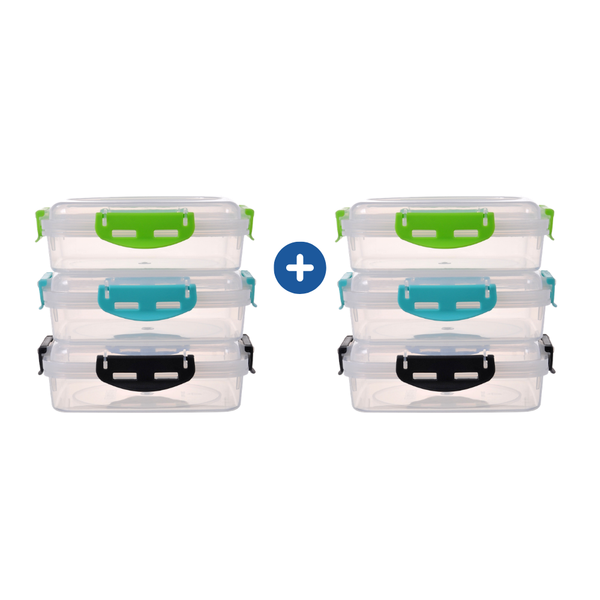Milex 3-Piece Lunchbox Set – Microwave-Safe Food Storage | Colours May Vary – 2 Pack