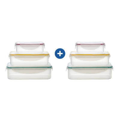 Milex 3-Piece Rectangular Container Set – Compact, Airtight Food Storage – 2 Pack