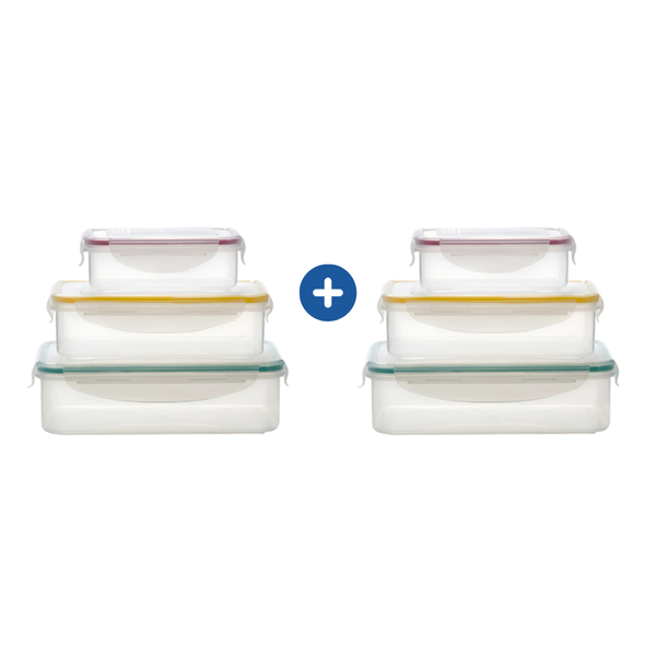 Milex 3-Piece Rectangular Container Set – Compact, Airtight Food Storage – 2 Pack