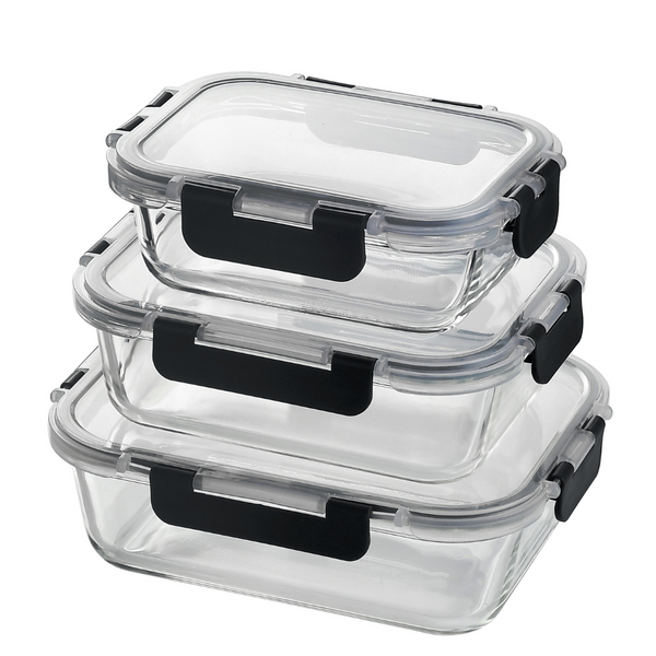 Milex 3pcs Locking Lid Glass Container Set