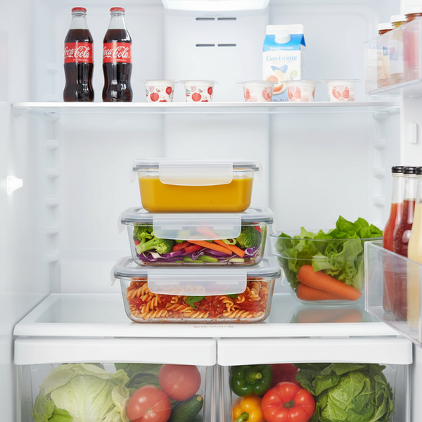 Milex 3-Piece Locking Snap Lid Glass Container Set – Glass Food Storage Containers – 2 Pack