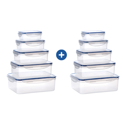 Milex 5-Piece Rectangular Container Set – Airtight Food Storage Containers – 2 Pack