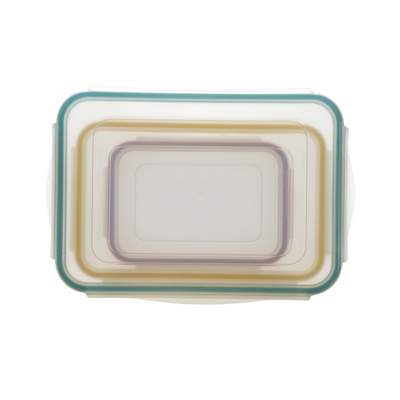 Milex 3-Piece Rectangular Container Set – Compact, Airtight Food Storage – 2 Pack