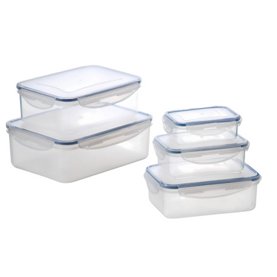 Milex 5-Piece Rectangular Container Set – Airtight Food Storage Containers – 2 Pack
