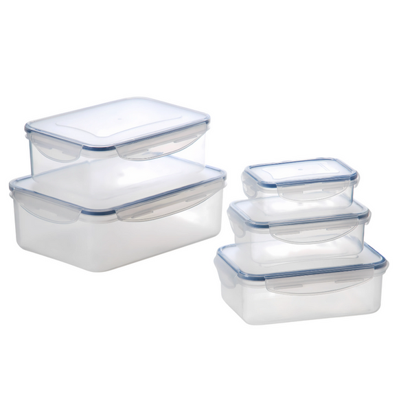 Milex 5-Piece Rectangular Container Set – Airtight Food Storage Containers – 2 Pack