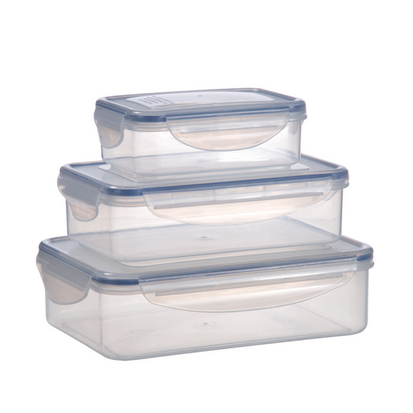 Milex 3-Piece Rectangular Container Set – Compact, Airtight Food Storage – 2 Pack