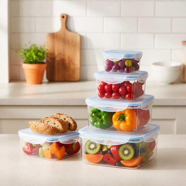 Milex 5-Piece Square Container Set – Airtight Food Storage Containers – 2 Pack