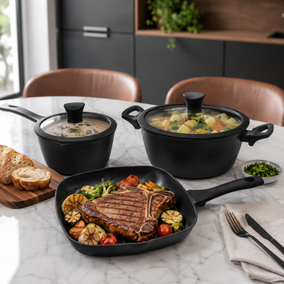 Milex Black Stone 5pc Forged Aluminium Cookware Set