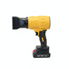 A cordless blower cleaner with a yellow and black body, shown from a side profile view against a solid white background.