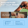 Polaroid PA88 Full Touch Watch being worn on a wrist with product details displayed.