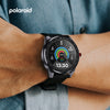 Smartwatch on a wrist with a visible Polaroid logo