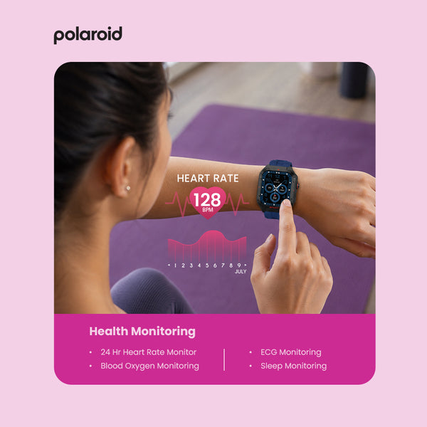 Polaroid Medi Smart Watch – Bluetooth Calling | 1.83" HD Display | Health & Fitness Tracker