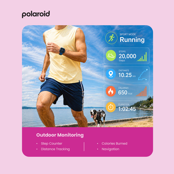 Polaroid Medi Smart Watch – Bluetooth Calling | 1.83" HD Display | Health & Fitness Tracker