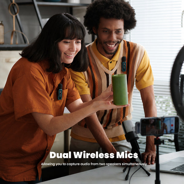 Polaroid Pristine Audio Wireless Microphone – Dual Mic System with Noise Reduction