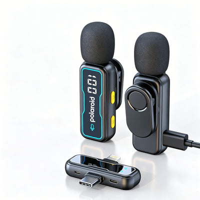 Polaroid Pristine Audio Wireless Microphone – Dual Mic System with Noise Reduction