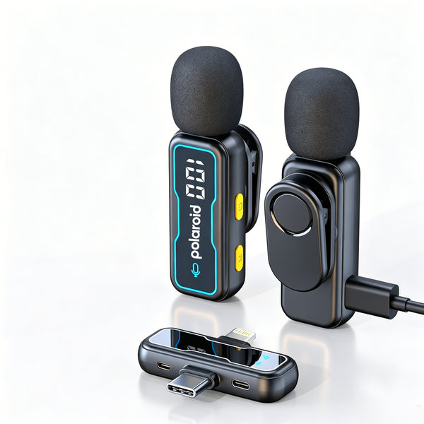 Polaroid Pristine Audio Wireless Microphone – Dual Mic System with Noise Reduction