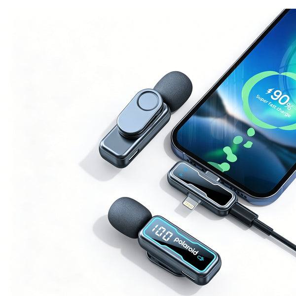 Polaroid Pristine Audio Wireless Microphone – Dual Mic System with Noise Reduction
