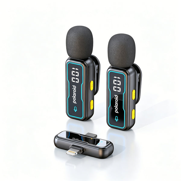Polaroid Pristine Audio Wireless Microphone – Dual Mic System with Noise Reduction