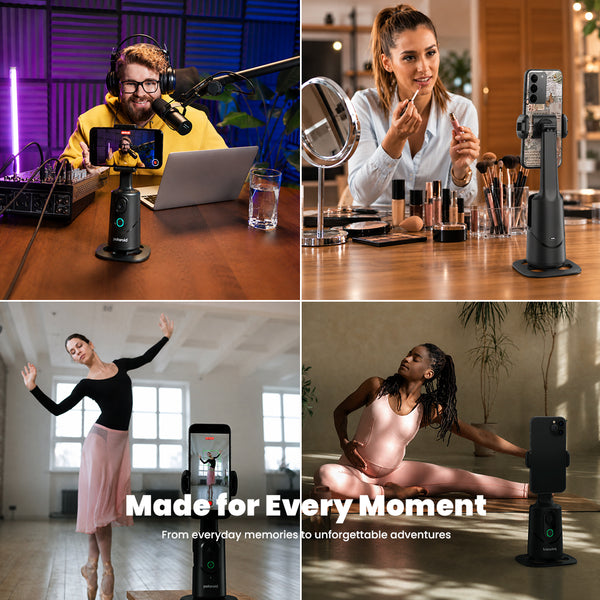 Polaroid Smart Track 360 AI Pan & Tilt Gimbal – Hands-Free Auto Face Tracking