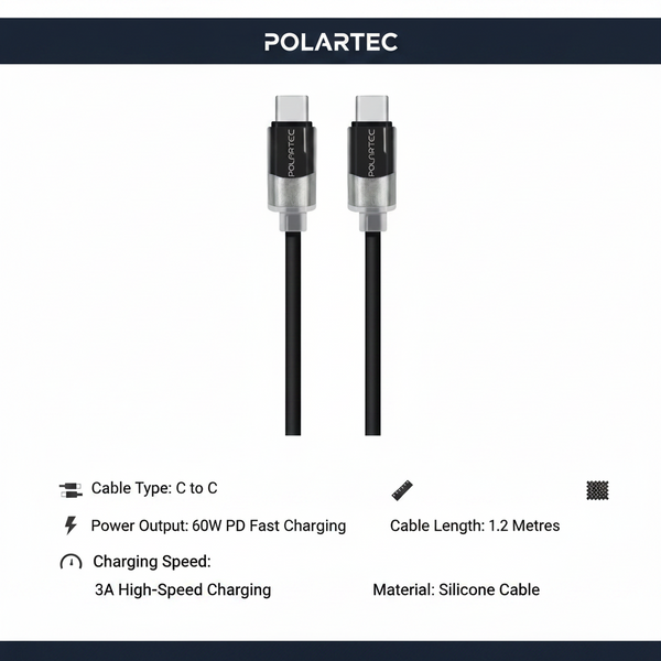 POLARTEC C to C 60W Charger & Data Cable