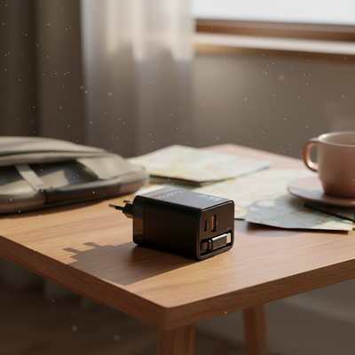 Mason Cable Organizer Bag Small | Grey + Polartec 65W PD Dual Port Charger with Cable