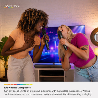 Polartec Bass Edge 60W Sound Bar – 2-in-1 Bluetooth Soundbar with Subwoofer & Wireless Microphones