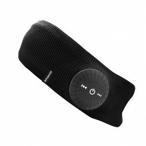 Black Polaroid Bluetooth Headband Speaker on a white background