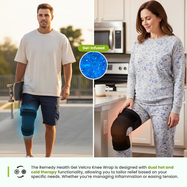 Remedy Health Gel Velcro Knee Wrap (Hot & Cold Therapy)