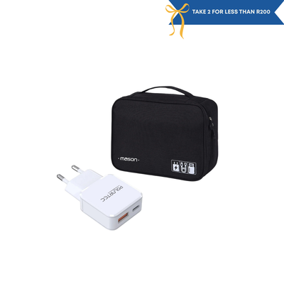 Mason Cable Organizer Bag | Black + Polartec 30W PD Dual Ports Charger